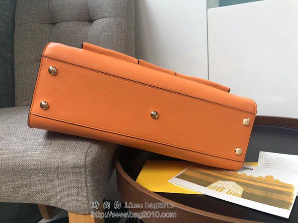 FENDI女包 頂級原單 中號手袋  單手柄手提包 橙色小牛皮 芬迪斜挎包  fdz2105